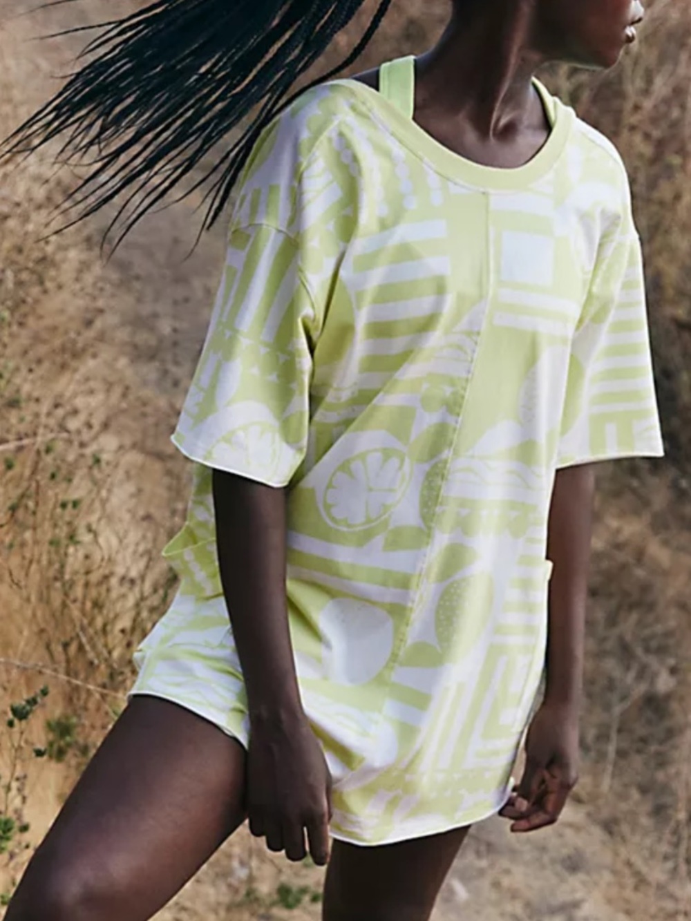 FP Movement Hot Shot Printed Tee Romper Medium Sunday Market Zest